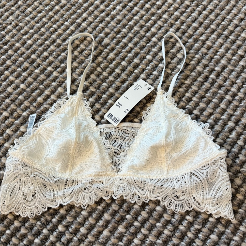 LG White Lace Triangle Bra